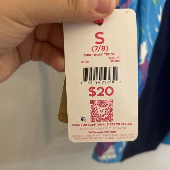 NWT Justice Girls T-shirt+ Short Outfit Set, Size Small (7/8) TIE DYE Turquoise - Picture 8 of 16